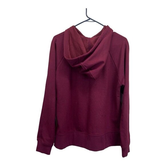 Nike Dri-Fit Pullover Hoodie  Women XS Maroon Oversize Glitter Logo Sides Slits - Picture 7 of 13